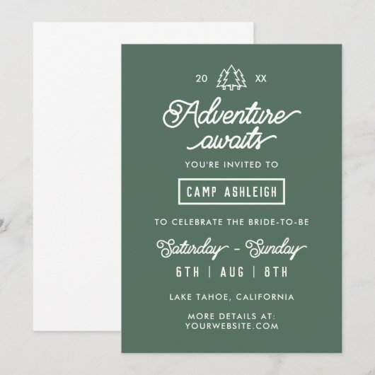 Camp Bachelorette Party Weekend in de Bossen Kaart (Voorkant / Achterkant)