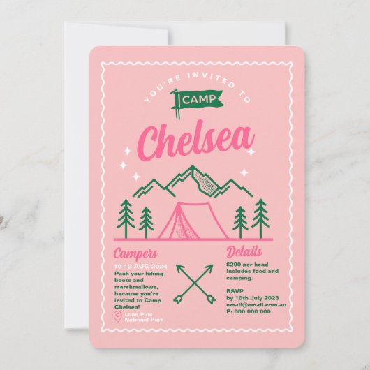 Camp Bachelorette Party Weekend Uitnodiging (Voorkant)