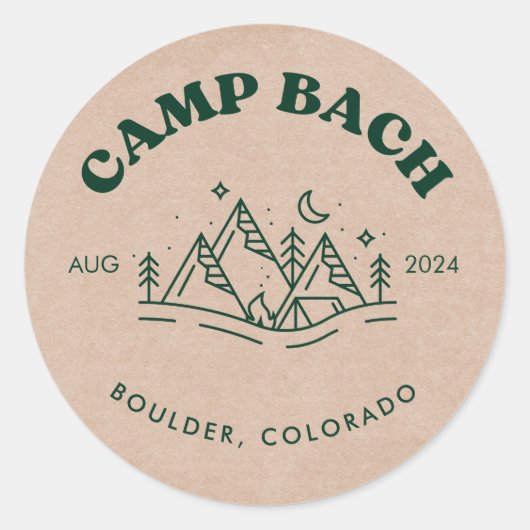 Camp Bachelorette Ronde Sticker (Voorkant)