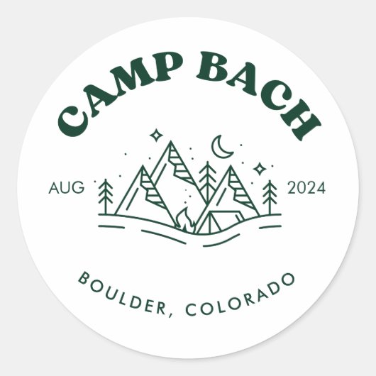 Camp Bachelorette Ronde Sticker (Voorkant)
