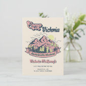 Camp Bachelorette Roze Berg Meisjes Weekend Kaart (Staand voorkant)