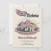 Camp Bachelorette Roze Berg Meisjes Weekend Kaart (Voorkant)