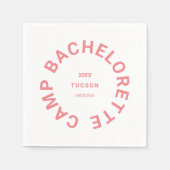 Camp Bachelorette Roze Gepersonaliseerde Crest Servet (Voorkant)