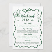 Camp Bachelorette Rustic Green Bow-route 3 dagen Kaart (Achterkant)