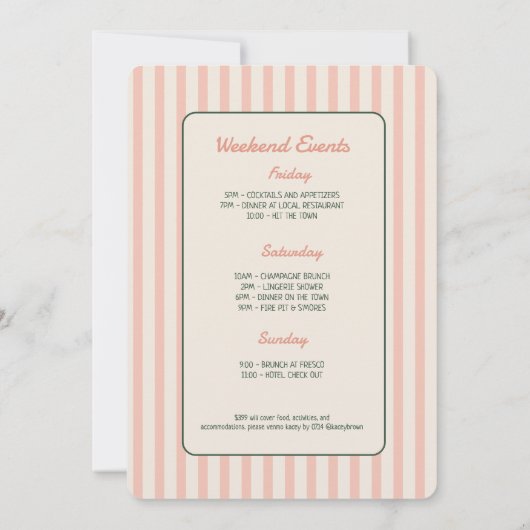 Camp Bachelorette rustieke bosrijke berg Kaart (Achterkant)