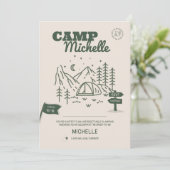 Camp Bachelorette Uitnodiging en route (Staand voorkant)