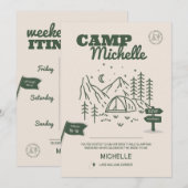 Camp Bachelorette Uitnodiging en route (Voorkant / Achterkant)