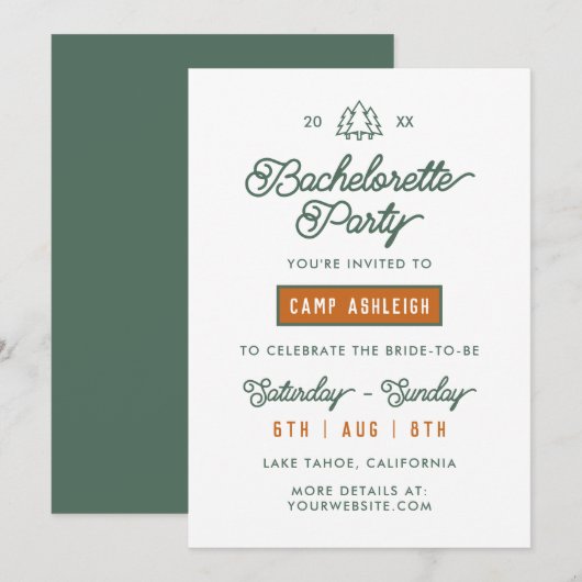 Camp Bachelorette Weekend Avontuur Thema Kaart (Voorkant / Achterkant)