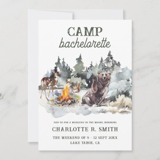 Camp Bachelorette Weekend Route Modern Party Kaart (Voorkant)