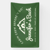 Camp Bachelorette Welkom Teken Groene Minimaist Spandoek (Verticaal)