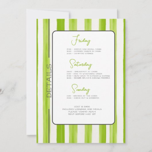 Camp Bachelorette Wild in het Bossen Weekend Kaart (Achterkant)