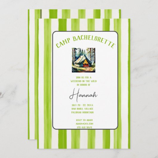 Camp Bachelorette Wild in het Bossen Weekend Kaart (Voorkant / Achterkant)