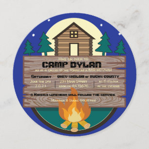 CAMP Bat Mitzvah Bar Mitzvah ROUND Uitnodiging