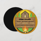 CAMP Bat Mitzvah Bar Mitzvah ROUND Uitnodiging (Voorkant / Achterkant)