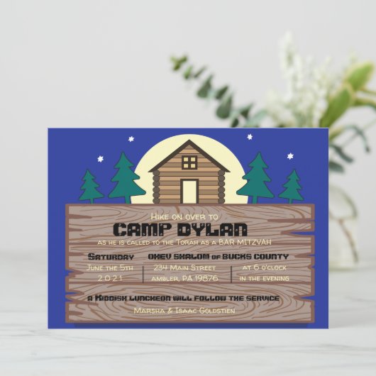 CAMP Bat Mitzvah Bar Mitzvah Uitnodiging (Staand voorkant)