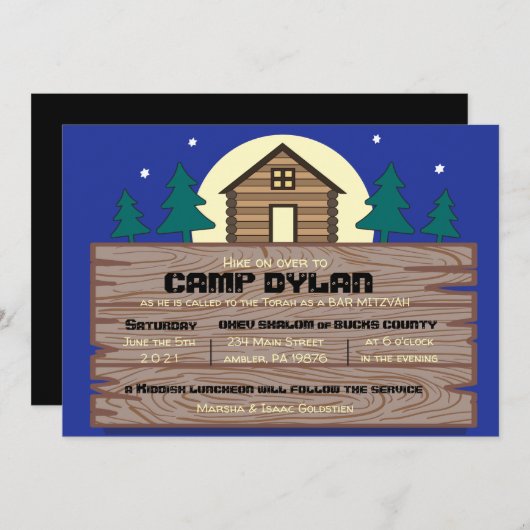 CAMP Bat Mitzvah Bar Mitzvah Uitnodiging (Voorkant / Achterkant)