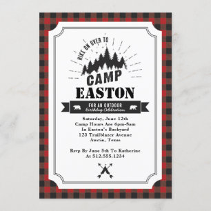 Camp Birthday Party Invitation Kaart