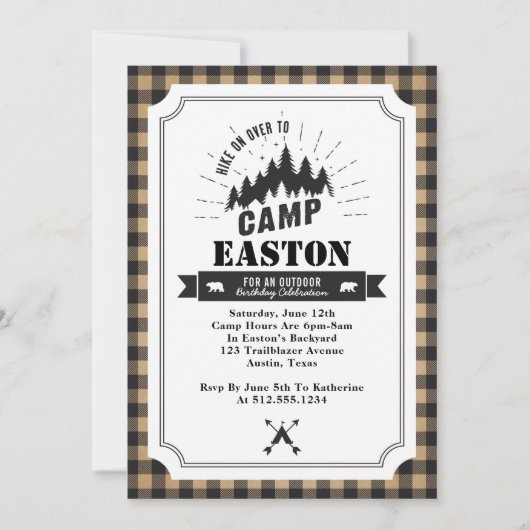 Camp Birthday Party Invitation Kaart (Voorkant)