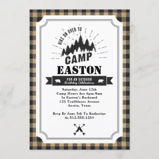 Camp Birthday Party Invitation Kaart