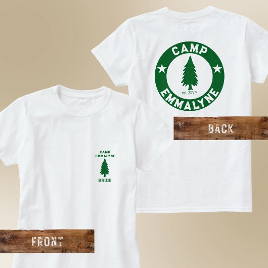 Camp Bride Gepersonaliseerde voor- en achterprint  T-shirt