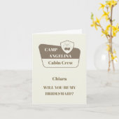 Camp Bridesmaid Camping Wedding Party Voorstel Kaart (Gele Bloem)