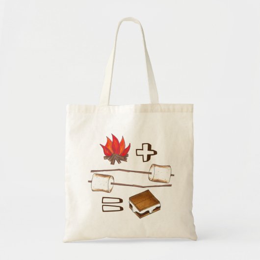 Camp Campfire + Toasted Marshmallow = S'mores Camp Tote Bag (Voorkant)