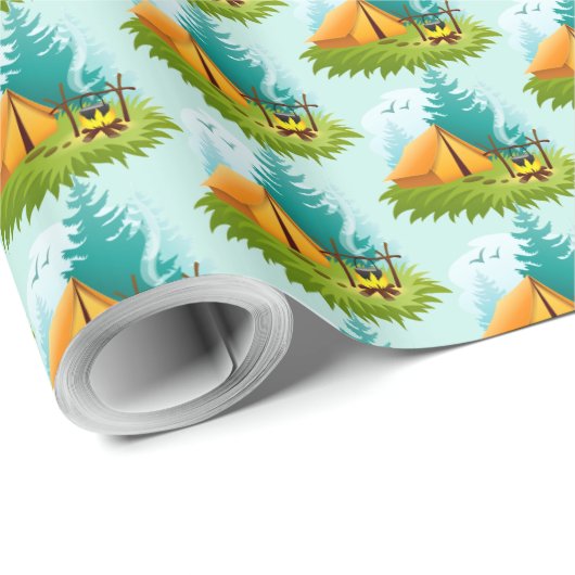 Camp Camping Camping Camping Design Wrapping Paper Cadeaupapier (Rol Hoek)
