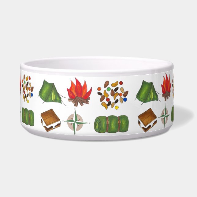 Camp Camping Compass Tent S'mores Pet Bowl Voerbakje (Voorkant)