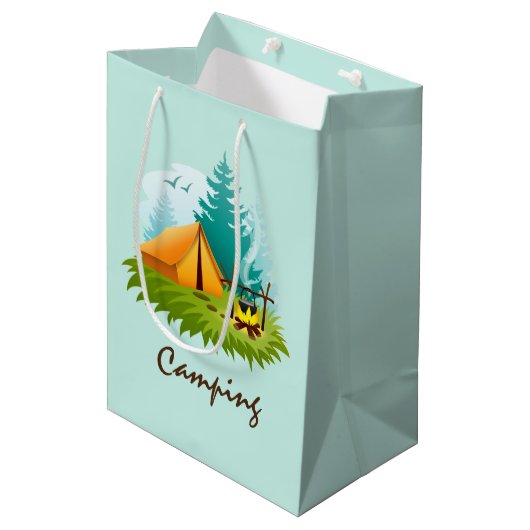 Camp Camping Design Gift Bag Medium Cadeauzakje (Voorkant Gekanteld)