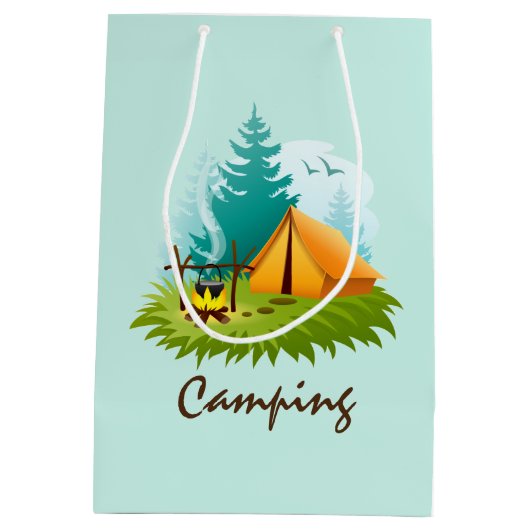 Camp Camping Design Gift Bag Medium Cadeauzakje (Achterkant)