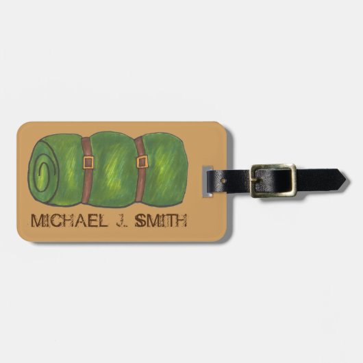 Camp Camping Slaping Bag Roll Hiking Outdoor Bagagelabel (Voorkant horizontaal)