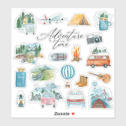 Camp Caravan Adventure Road Trip Bullet Journal Sticker (Vel)