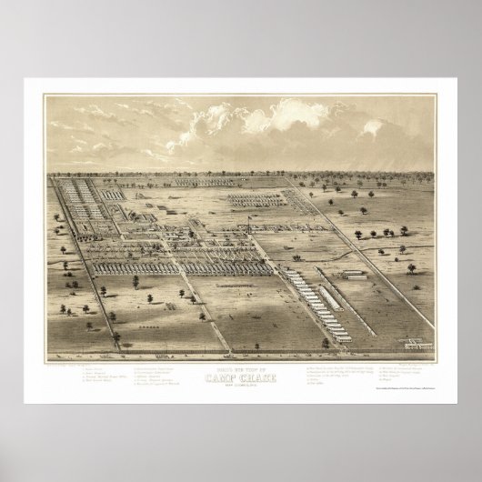 Camp Chase, OH Panoramic Map - ca. 1863 Poster (Voorkant)