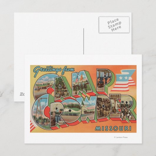 Camp Crowder, Missouri - Grote lettertjes Briefkaart (Voorkant / Achterkant)