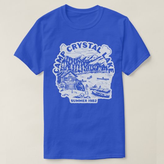 Camp Crystal Lake Zomer 82 op donker T-shirt (Design voorkant)