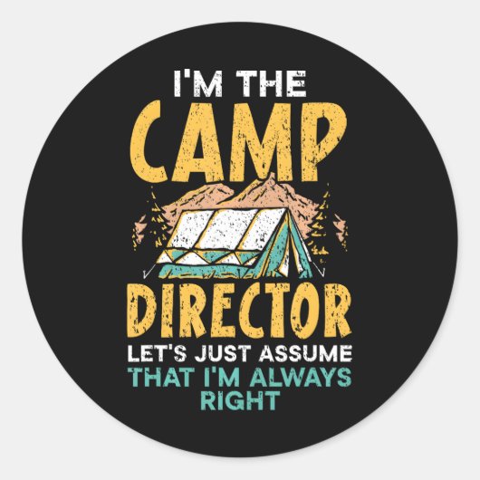 Camp Director Camping Squad Outdoor Kampvuur Ronde Sticker (Voorkant)