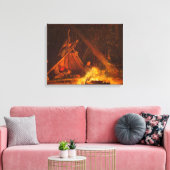 Camp Fire (1880) van Winslow Homer Canvas Afdruk (Insitu (Woonkamer))