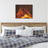 Camp Fire (1880) van Winslow Homer Canvas Afdruk (Insitu (Slaapkamer))