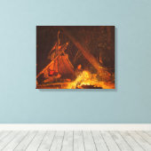 Camp Fire (1880) van Winslow Homer Canvas Afdruk (Insitu (Houten vloer))