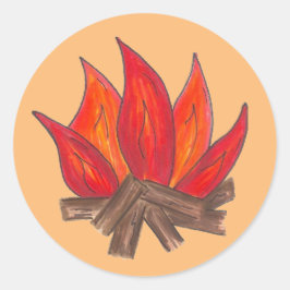 Camp Fire Campfire Blaze Flames Camping Ronde Sticker