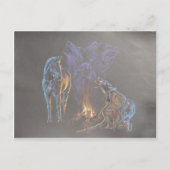 Camp Fire Native American Indian Warrior Briefkaart (Voorkant)