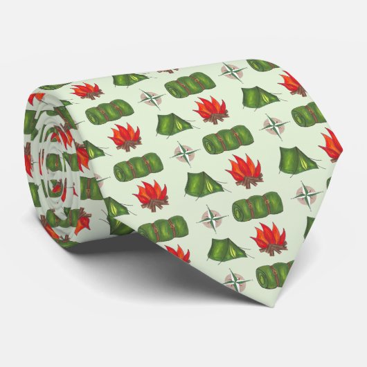 Camp Fire Slaapzak Tent Kompas Camping Natuur Stropdas (Opgerold)