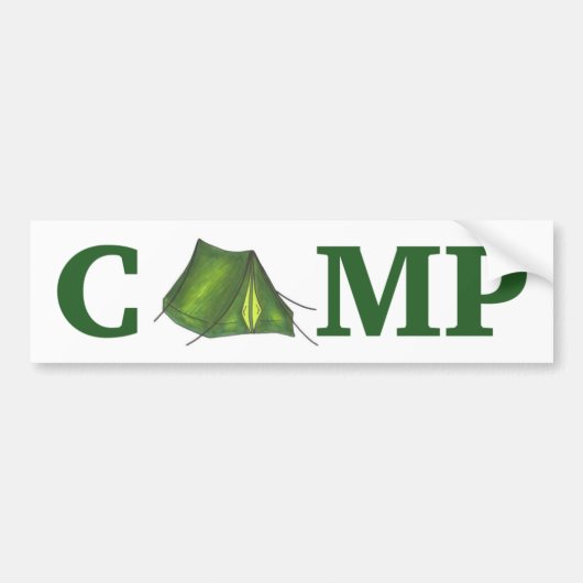 CAMP Green Tent Summer Camping Bumpersticker (Voorkant)