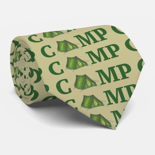 CAMP Green Tent Summer Camping Hiking Camper Strop Stropdas (Opgerold)