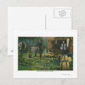 Camp Ground Scene of Mannen Camping in Maine Briefkaart (Voorkant / Achterkant)