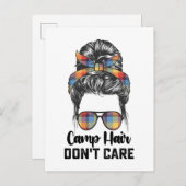 Camp Hair geeft niet om Messy Bun Uitnodiging Briefkaart (Voorkant / Achterkant)