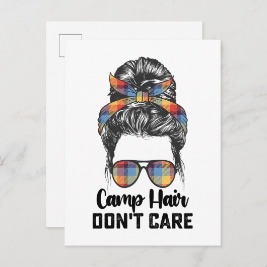 Camp Hair geeft niet om Messy Bun Uitnodiging Briefkaart (Voorkant / Achterkant)