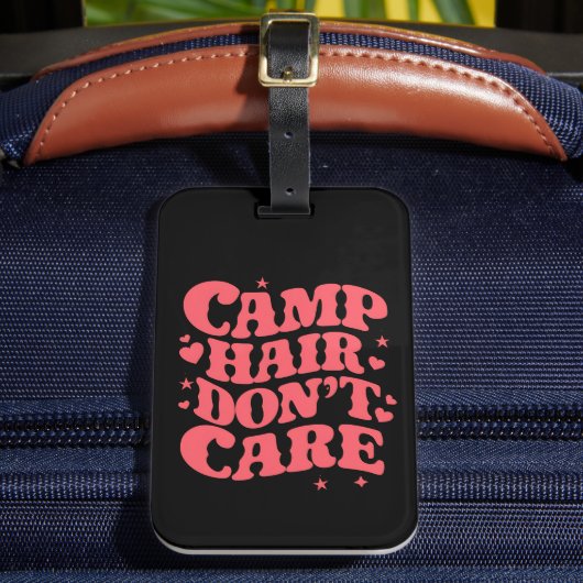 Camp Hair Maakt Zomer Camping Meisjes Groovy niet  Bagagelabel (Voorkant Insitu 2)