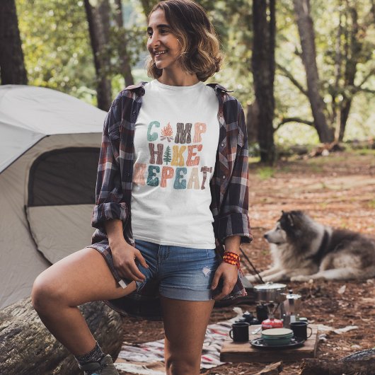 Camp Hike Herhaal Kleurrijke Schattig T-shirt