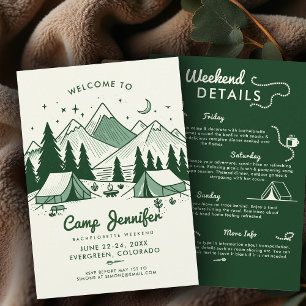 Camp Itinerary Green Camping Bachelorette Party Kaart